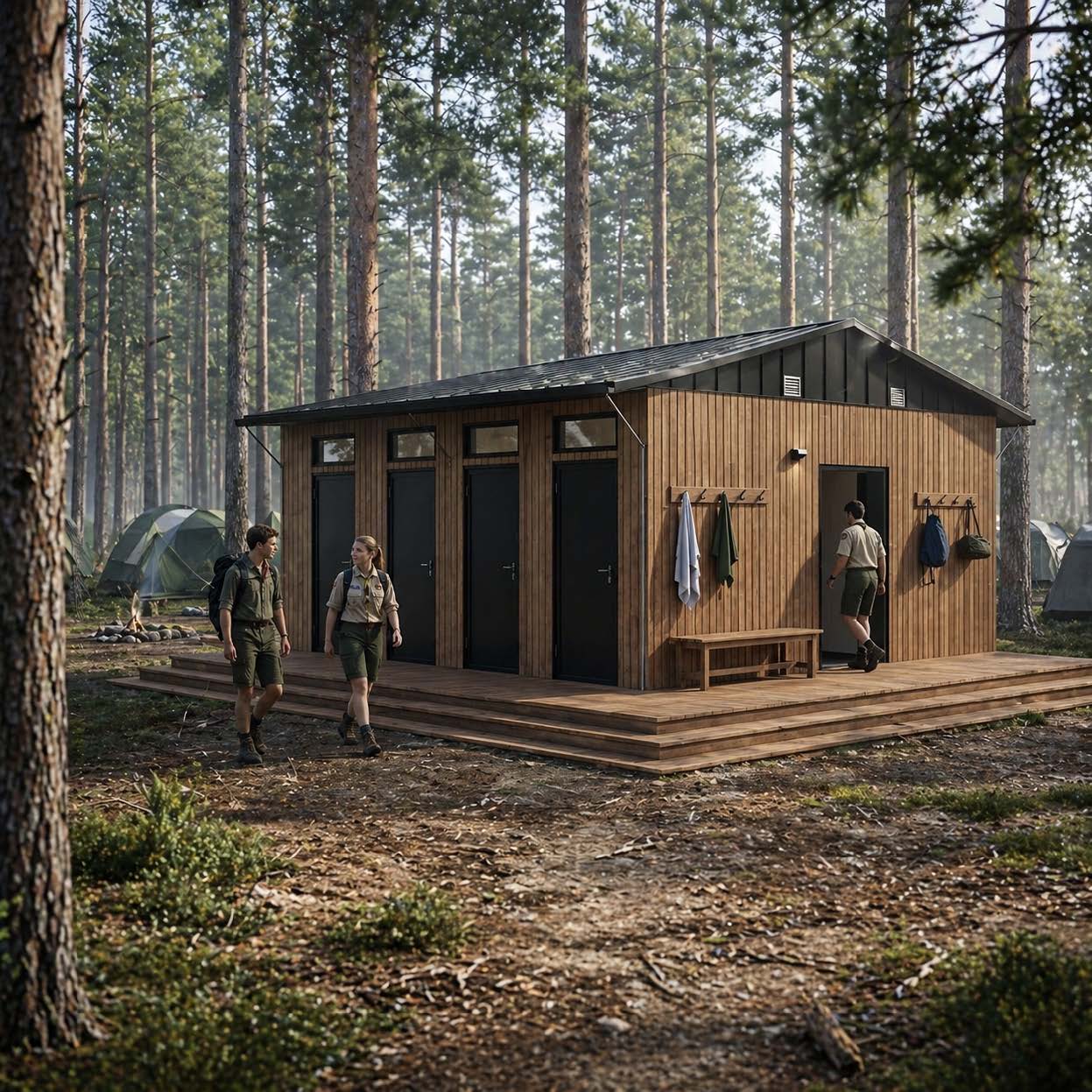 WashPod modular bath house at a scout camp — Scout Mscapes