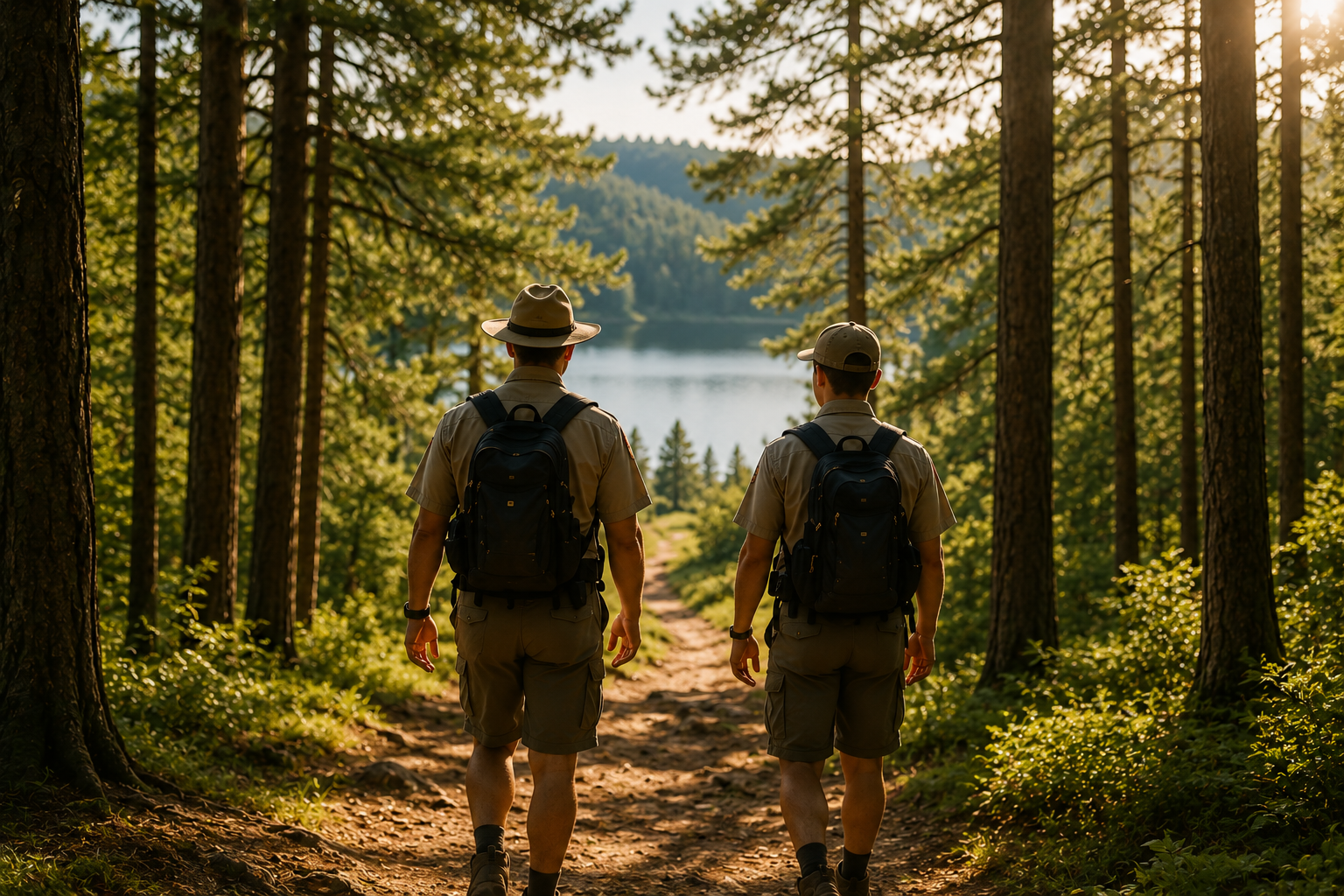 Scouts hiking through the outdoors